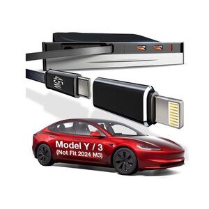 Wigoo 2025 Upgrade USB Charger Hub for Tesla Model Y/3 4-Ports Phone Charger Sui